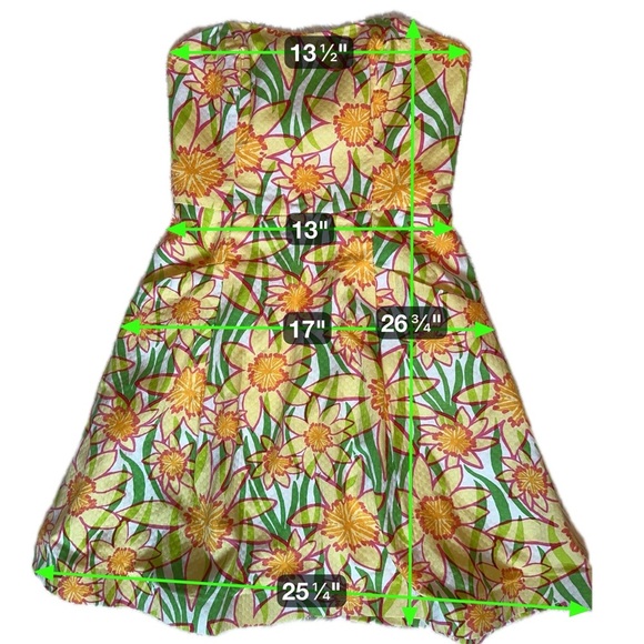 Lilly Pulitzer Strapless Blossom Dress Size 0 |Floral Fit & Flare | Summer Party - Picture 9 of 16